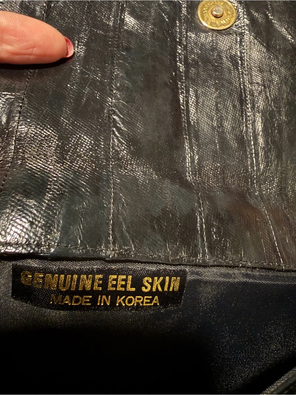 Black Eel Skin Leather Vintage Clutch